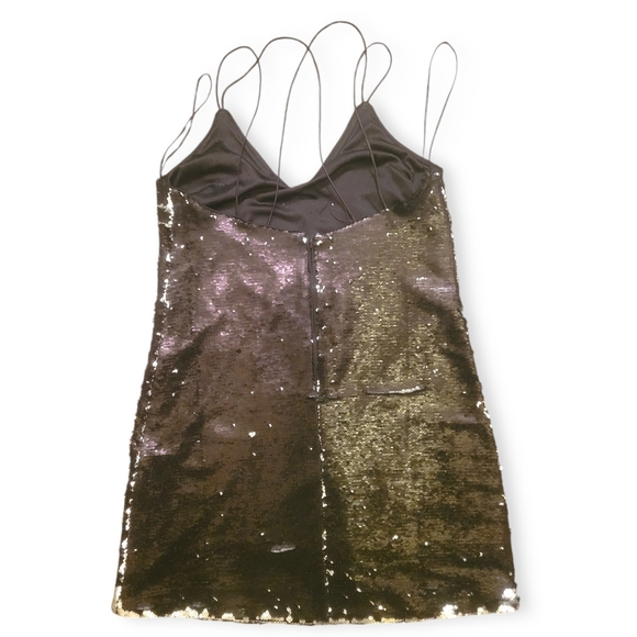 NEW LOOK - Black & Silver Color Change Prom Date Sequined Formal Cocktail Dress - Picture 6 of 8